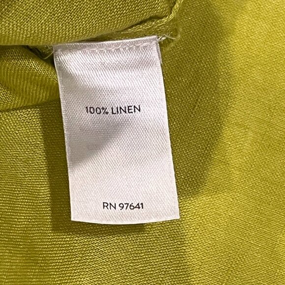 J Jill Love Linen Button Long Sleeve Blouse, Citron, 2X - Picture 4 of 7